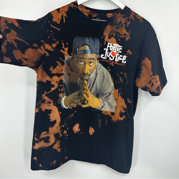 Tupac Poetic Justice Custom Bleach Splatter Short Sleeve Shirt Size XL - Picture 5 of 7